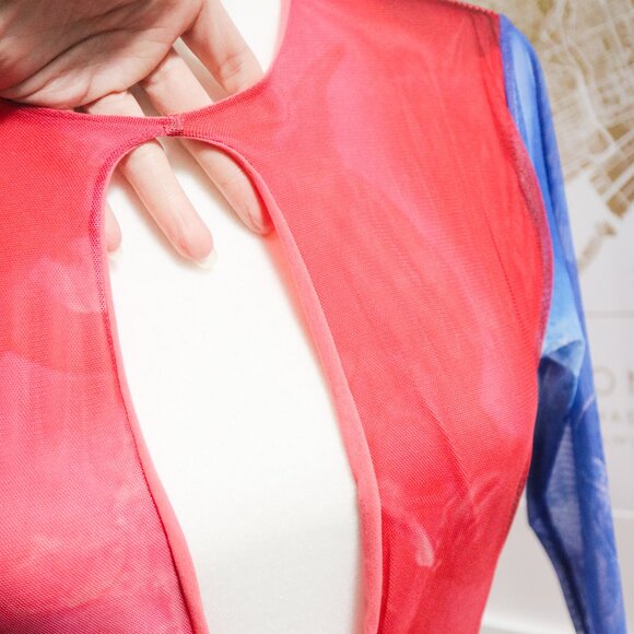 Red Tye Dye 'Orchid' Mesh Cutout Bodysuit 💋 GOI BARCELONA - Picture 5 of 9